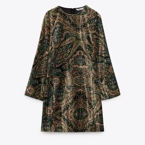 Zara Printed Velvet Dress